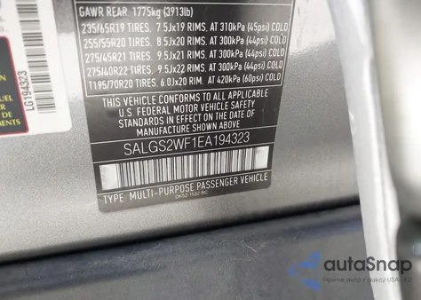 2014 Land Rover Range Rover 3.0L V6 Supercharged Hse из США, поврежденный, VIN SALGS2WF1EA194323